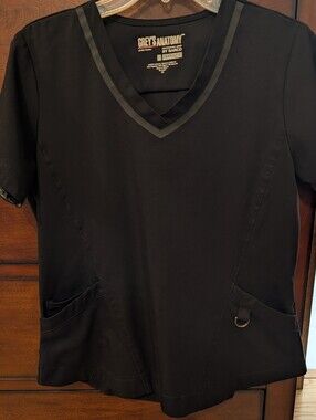 Grey's Anatomy Black V-Neck IMPACT Scrub Top